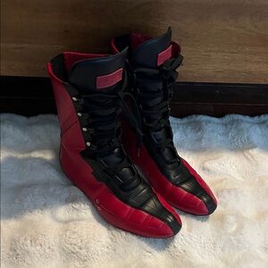 Louis Vuitton Red and Black High-Top Boots